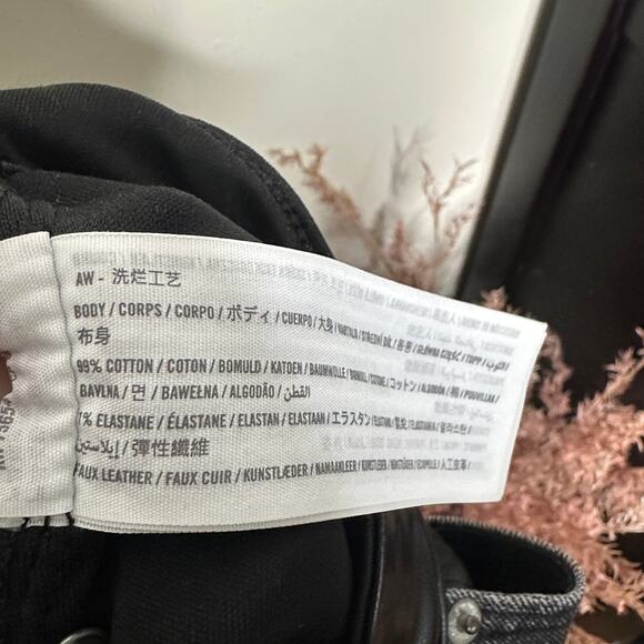 ABERCROMBIE & FITCH Ankle Straight High Rise Mixed Fabric Leather Sz 34/18R {R4} - Picture 6 of 6